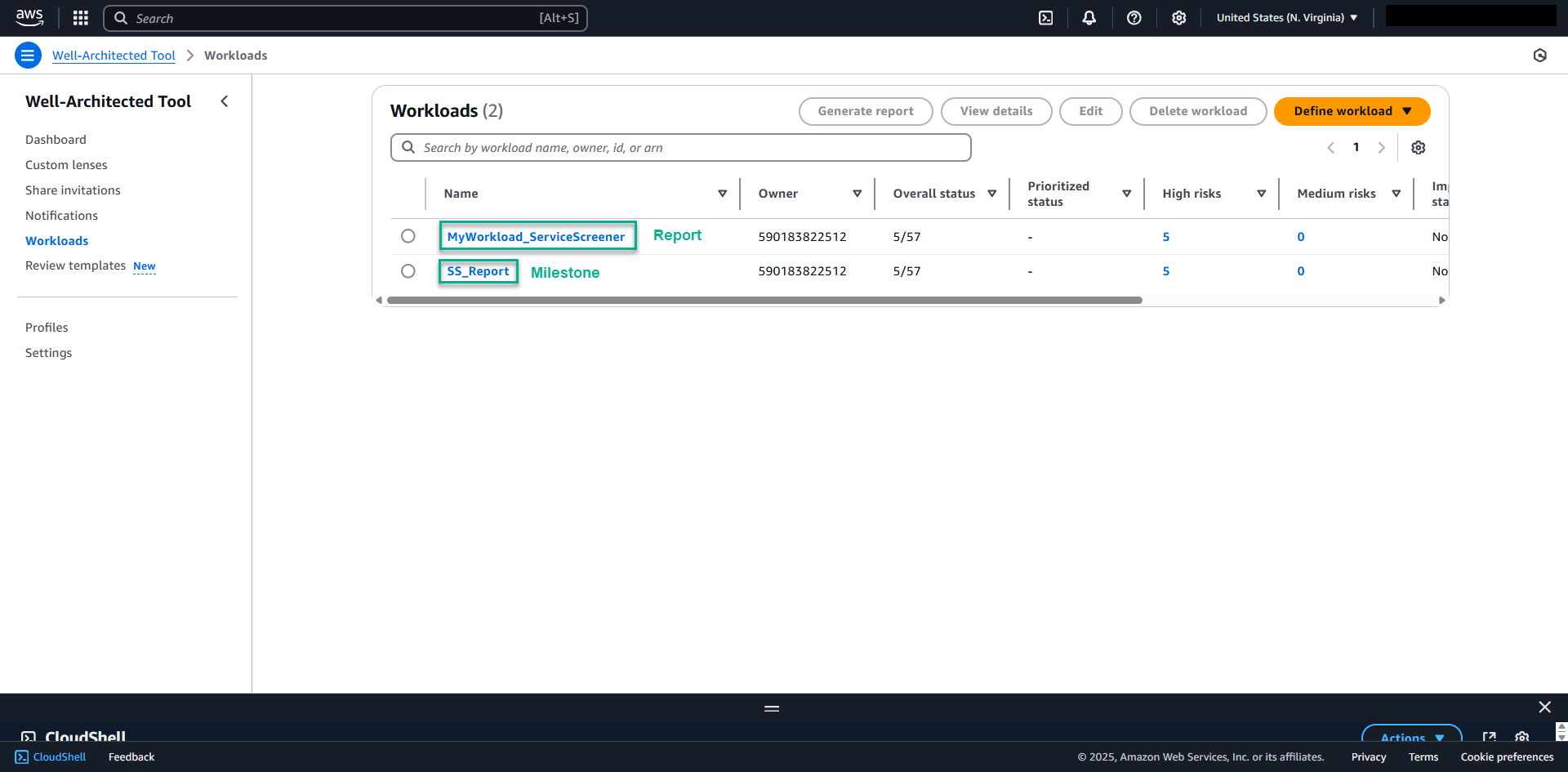 Navigate to AWS Well-Architected Tool in the AWS Console